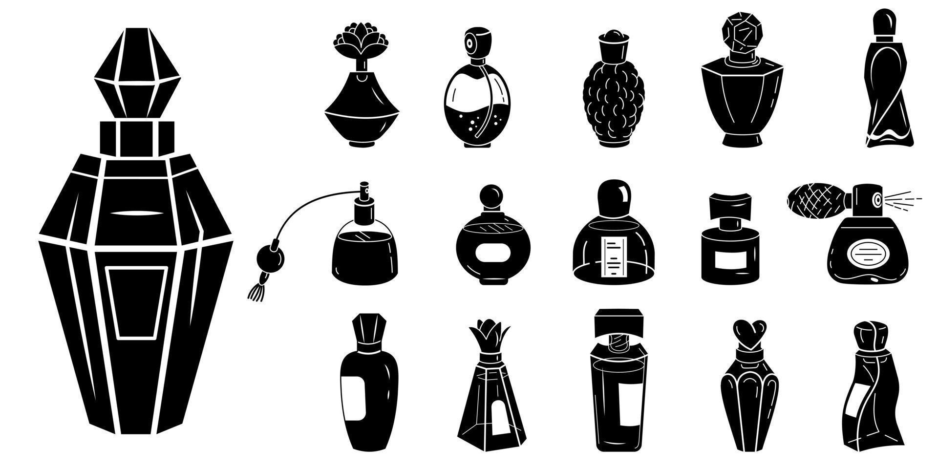 Fragrance bottles icons set, simple style vector