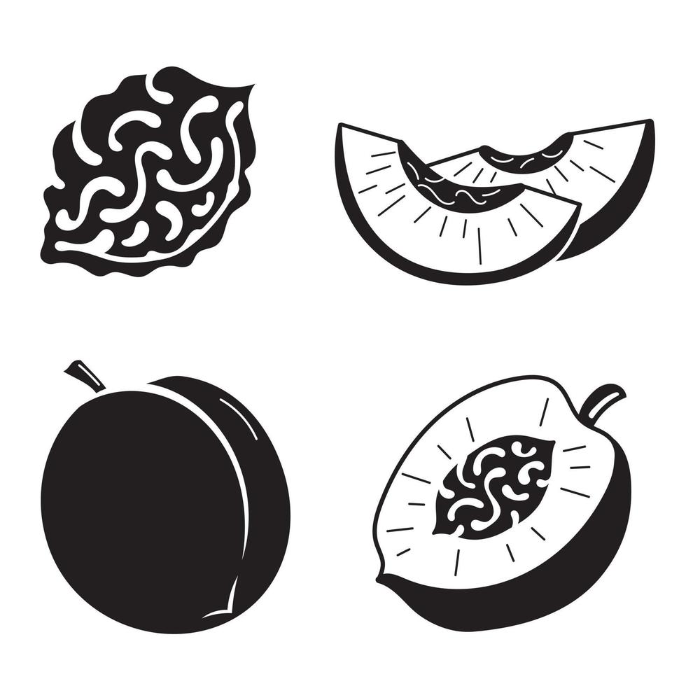 Peach icons set, simple style vector