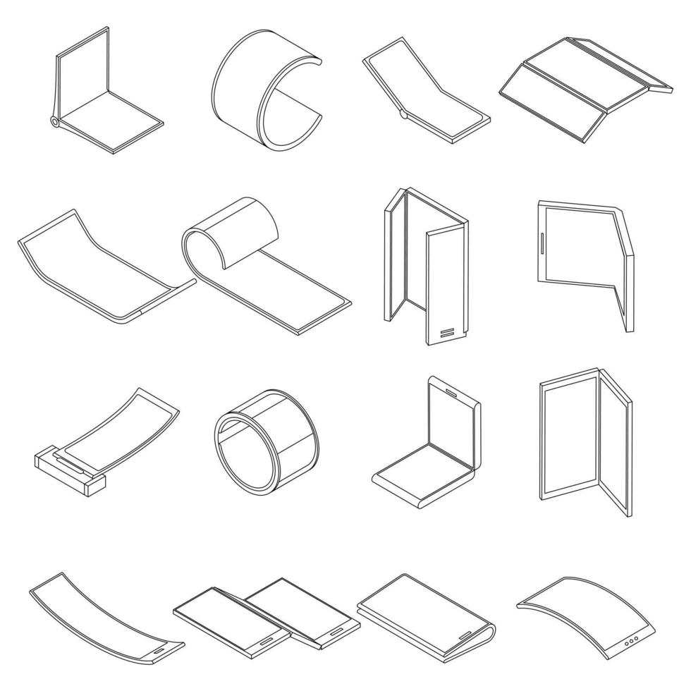 conjunto de iconos de pantalla flexible contorno vectorial vector