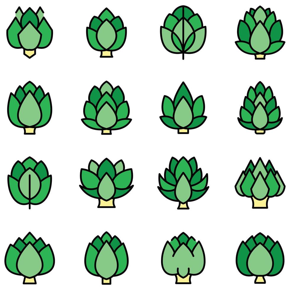 Artichoke icons set vector flat