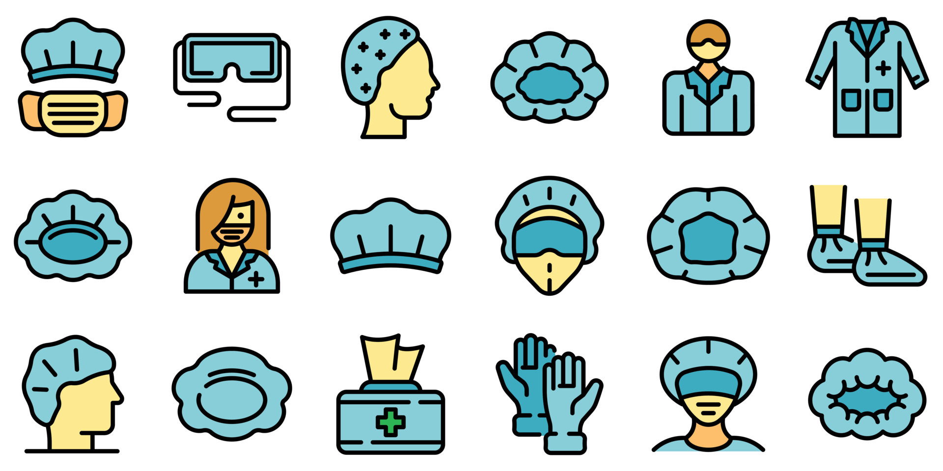 Hair cover icons set vector flat 8453320 Vector Art at Vecteezy