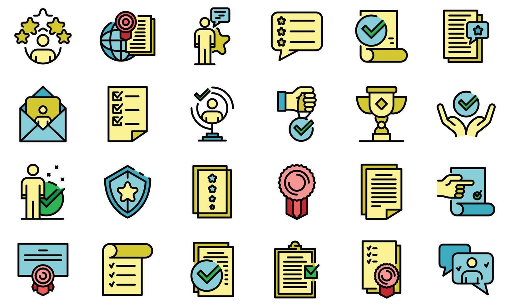 Attestation service icons set vector flat