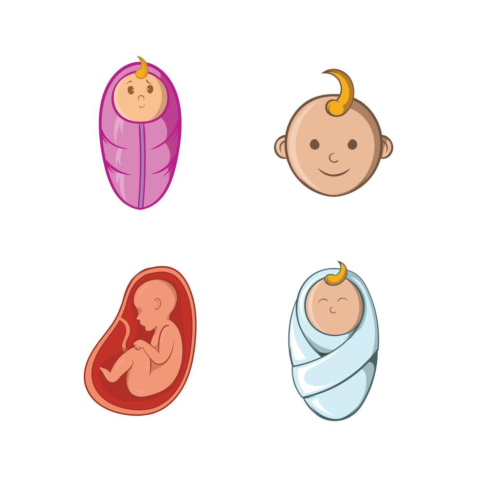 conjunto de iconos de bebé, estilo de dibujos animados vector