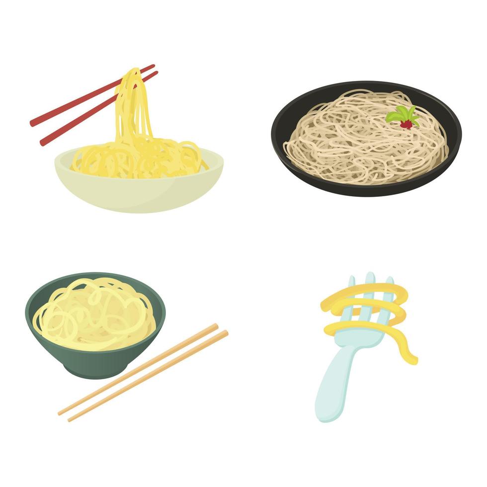 conjunto de iconos de pasta, estilo de dibujos animados vector