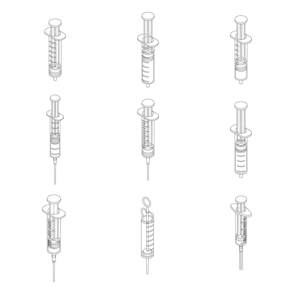 Syringe icon set vector outine