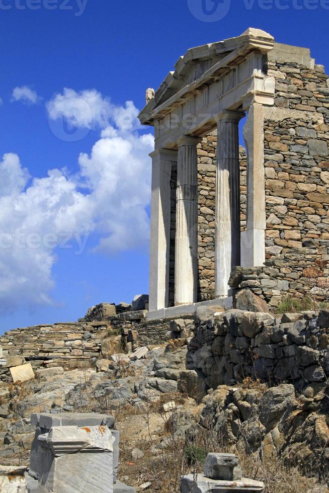 Ancient Greek ruins on Delos island near Mykonos, Greece photo