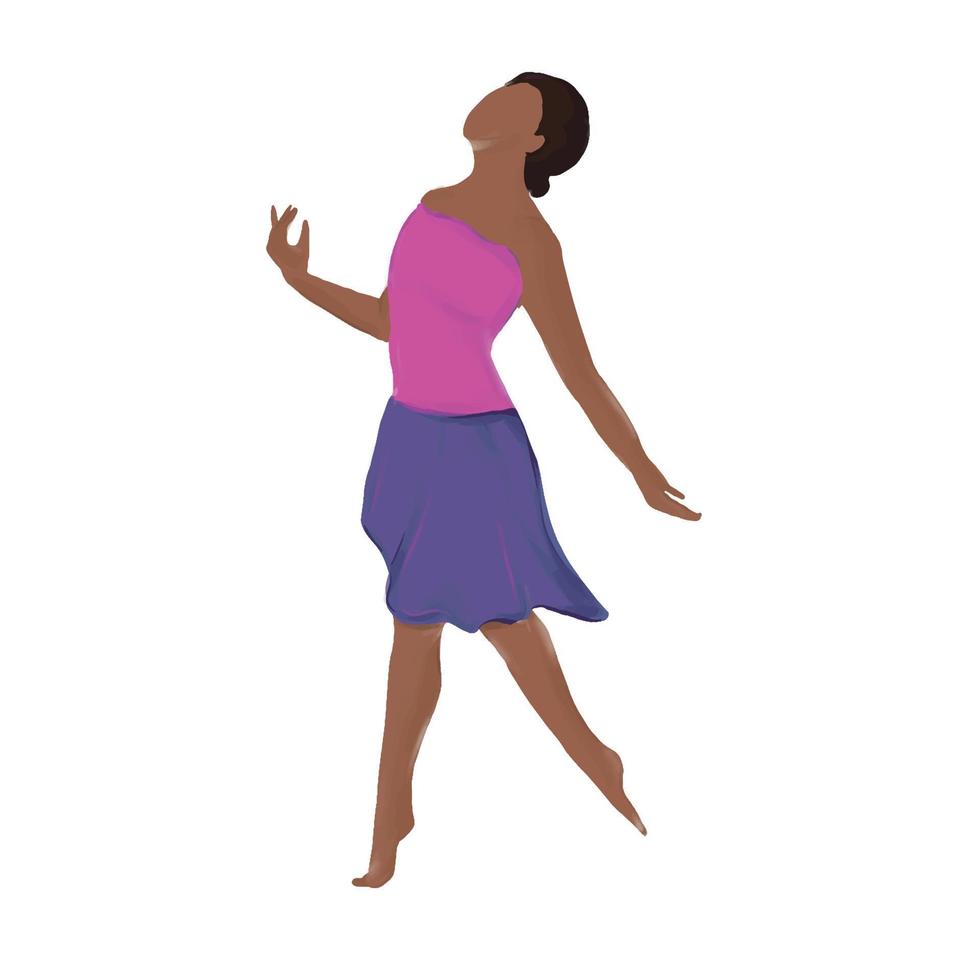 bailarina bailando bailes modernos en la fiesta, clase de salón de baile, ilustración vectorial vector
