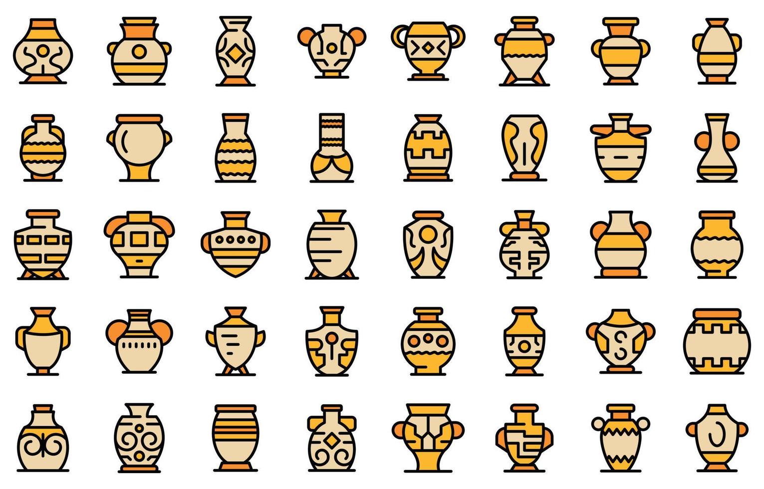 Amphora icons set vector flat