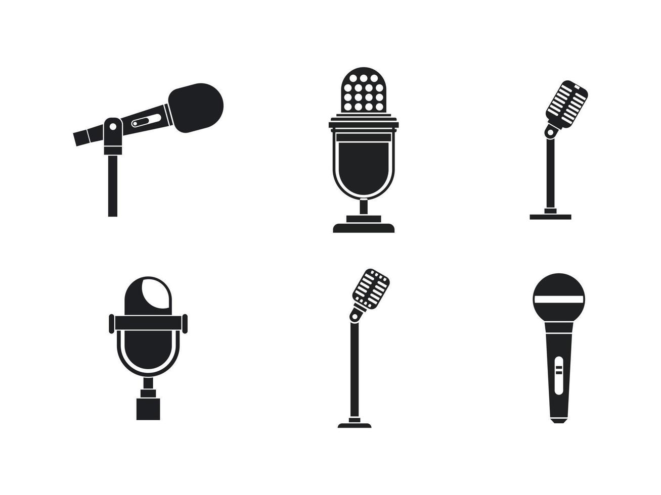 Microphone icon set, simple style vector