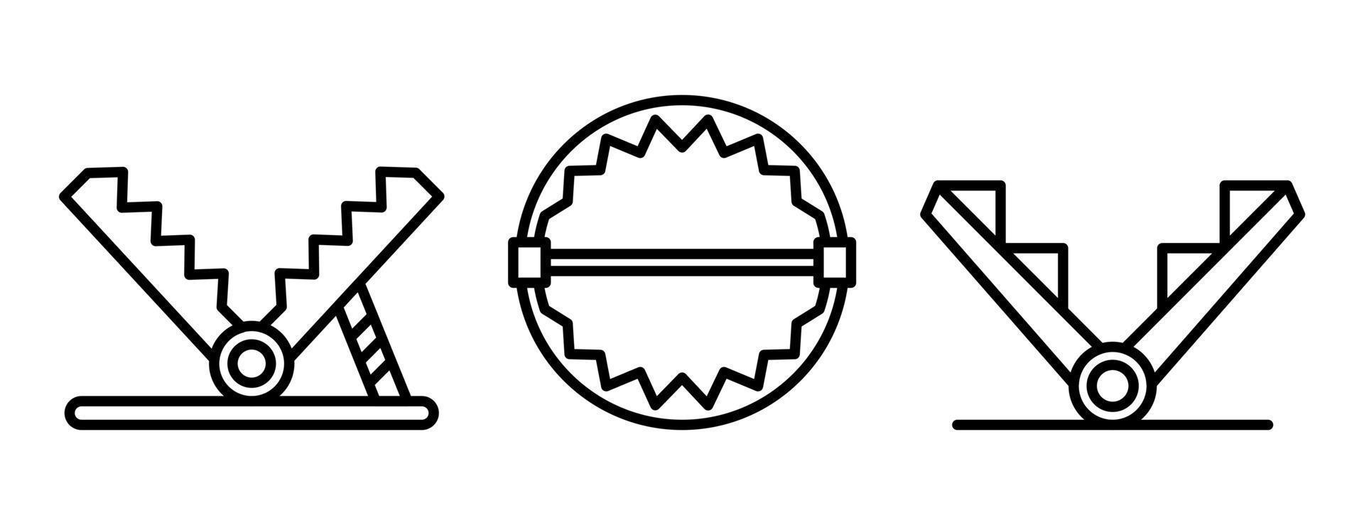 Trap icons set, outline style vector