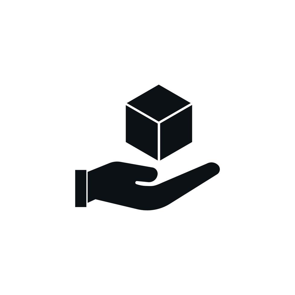 Delivery symbol. Box on hand icon vector. vector