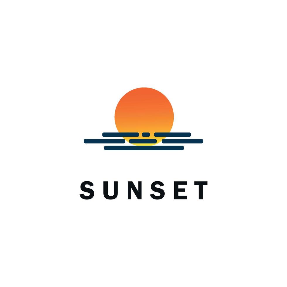 Illustration sunset on the water. vector