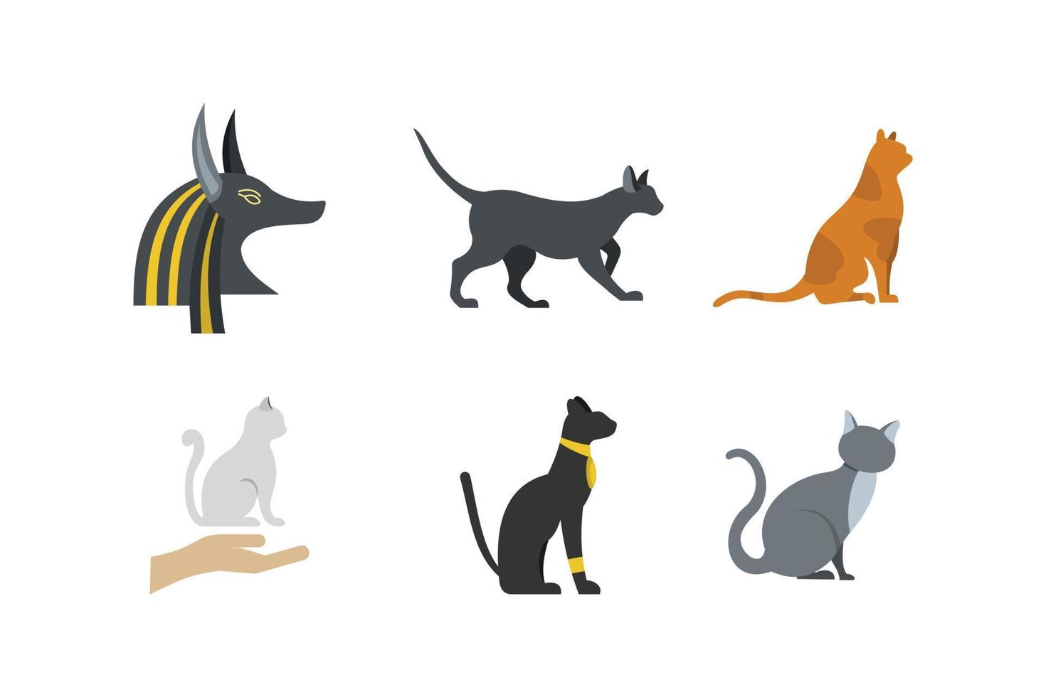 Cat icon set, flat style vector