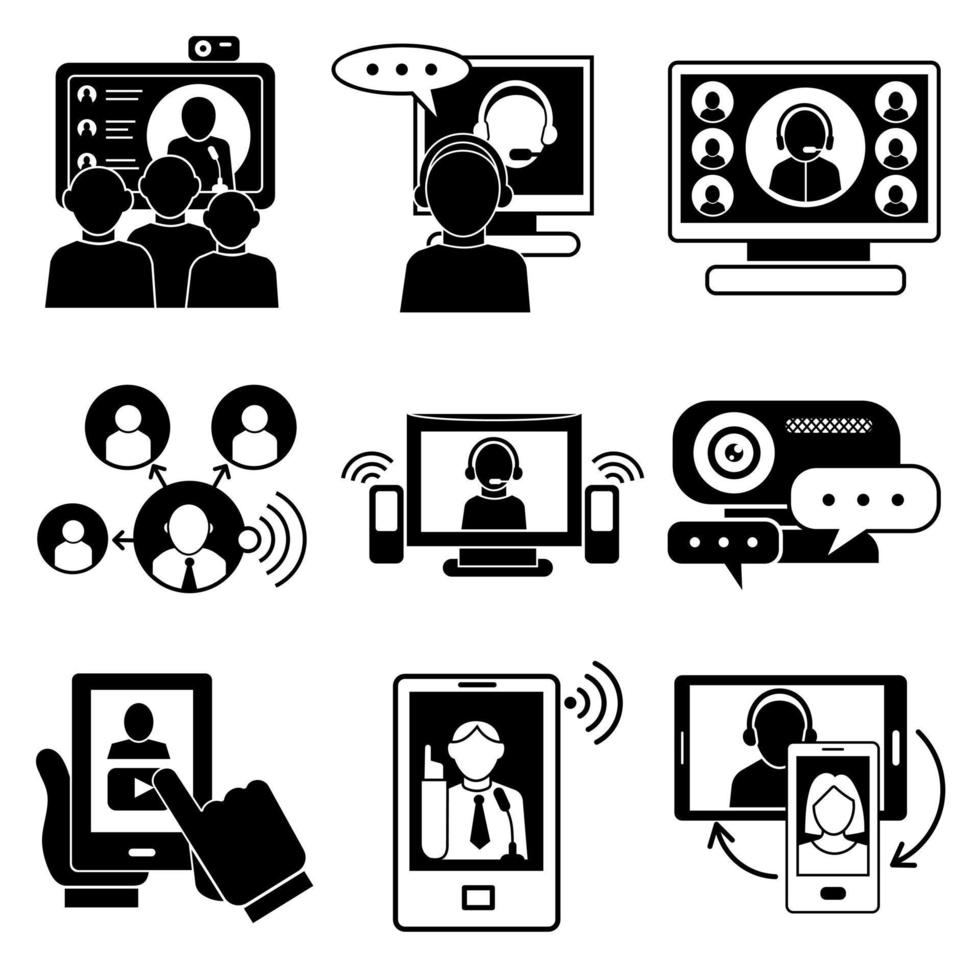 Webinar icons set, simple style vector