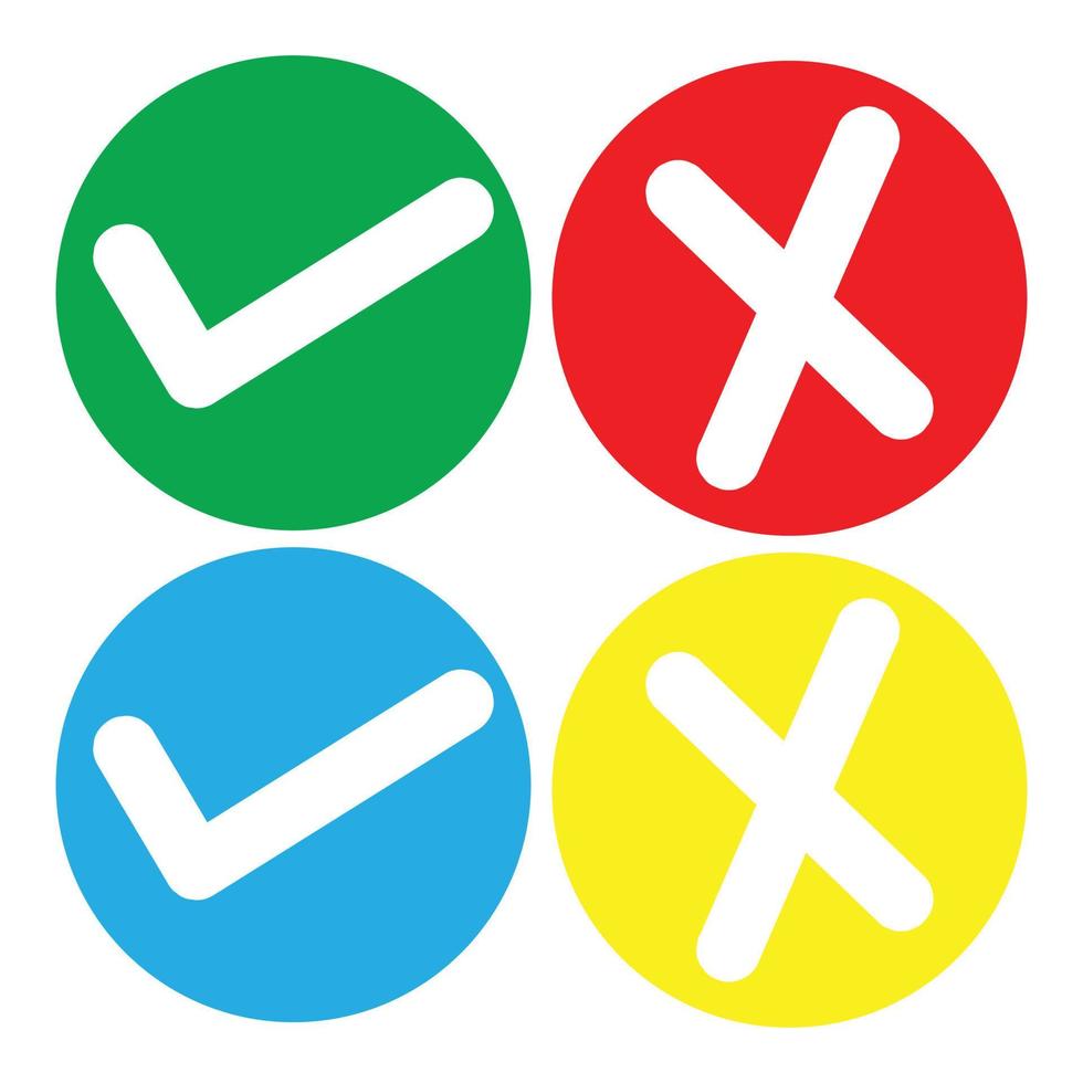 tick and cross icon vector illustration, approve, reject checkmark