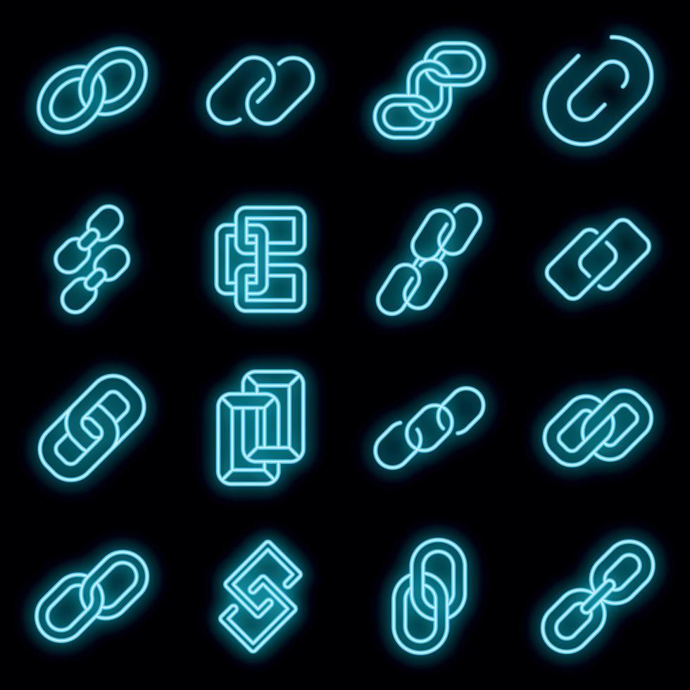 Chain link icons set vector neon