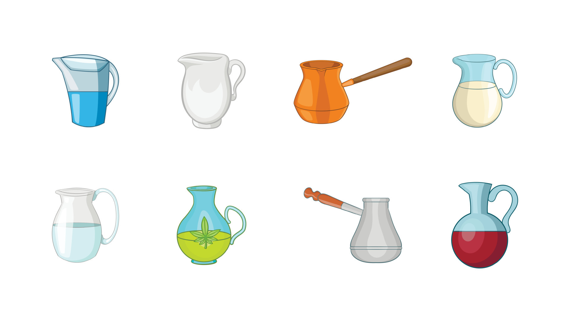 Jug icon set, cartoon style 8453637 Vector Art at Vecteezy Jug icon set, cartoon style 8453637 Vector Art at Vecteezy