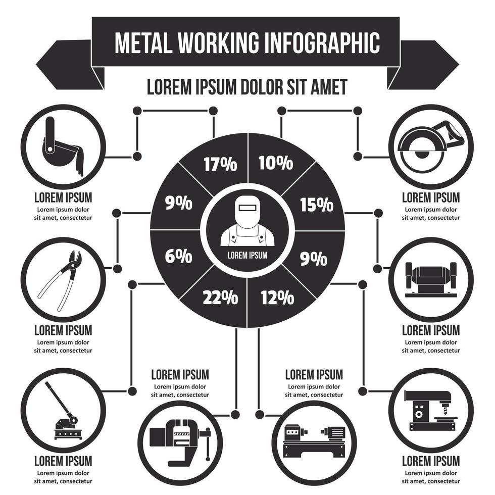 Metal working infographic, simple style vector