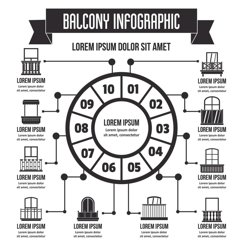 Balcony infographic, simple style vector