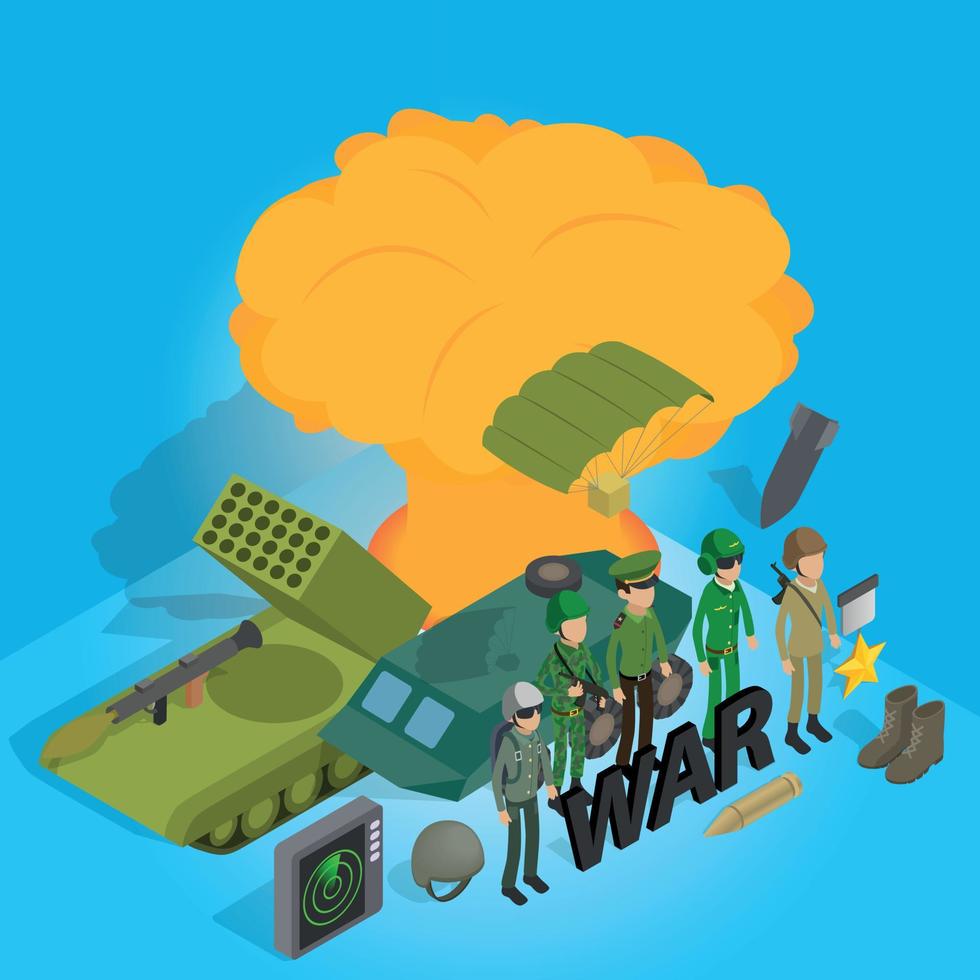 War concept banner, isometric style vector