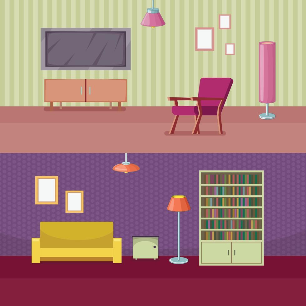 Conjunto de banner horizontal de muebles con ilustración de vector de accesorios de casa