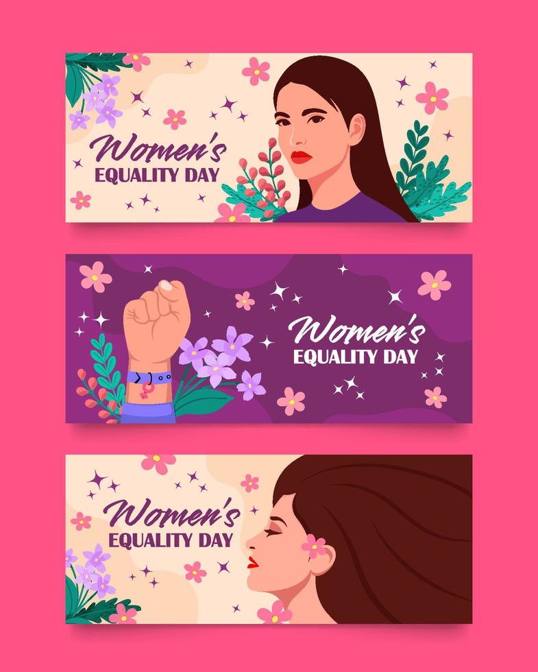 Women Equality Day Banner Set vector