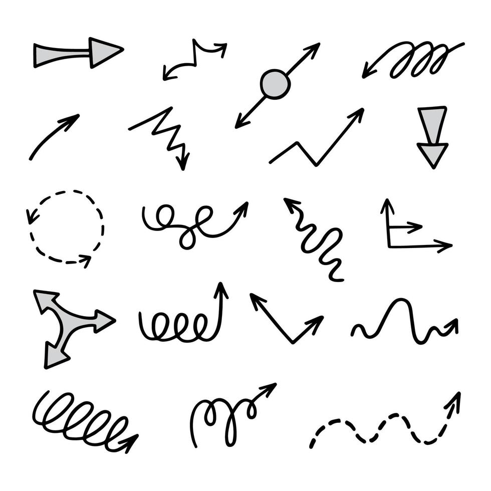 Vector set of hand drawn arrows, elements for presentation