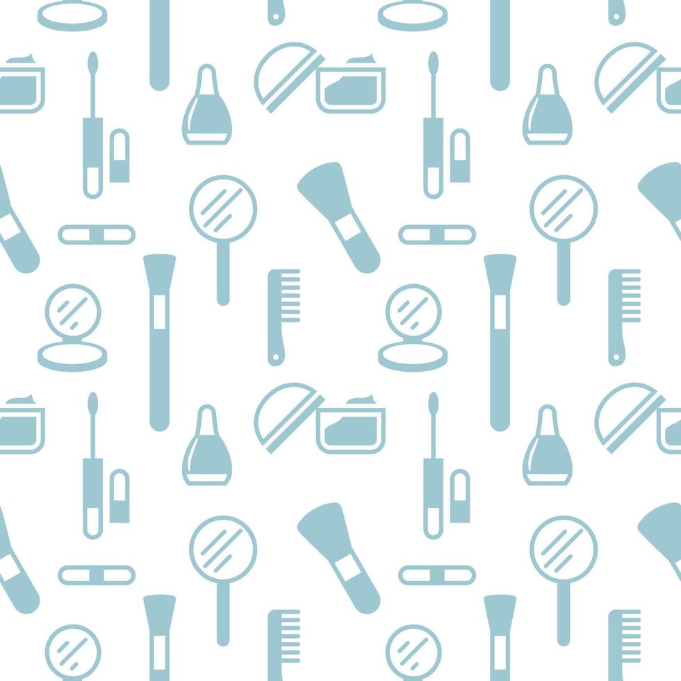 Seamless texture from cosmetics icons, pattern, abstract background, wallpaper vector