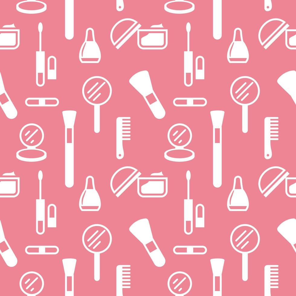 Seamless texture from cosmetics icons, pattern, abstract background, wallpaper vector