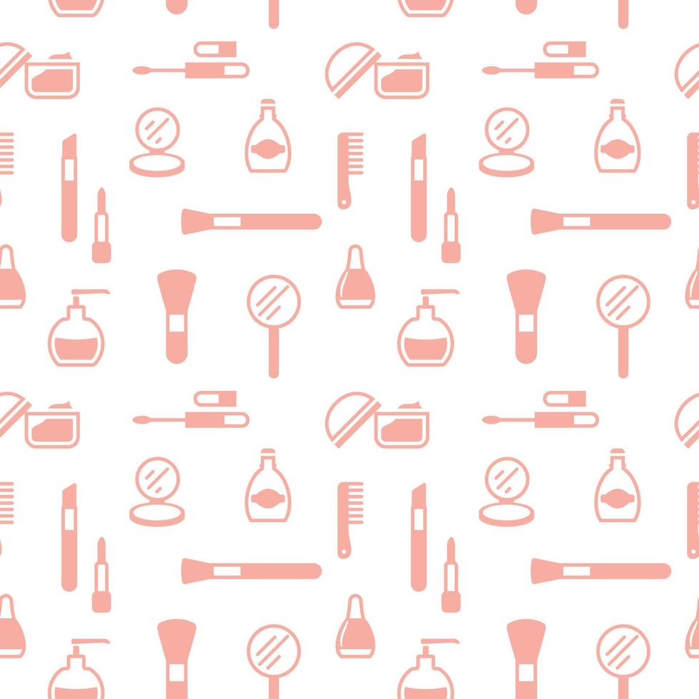 Seamless texture from cosmetics icons, pattern, abstract background, wallpaper vector