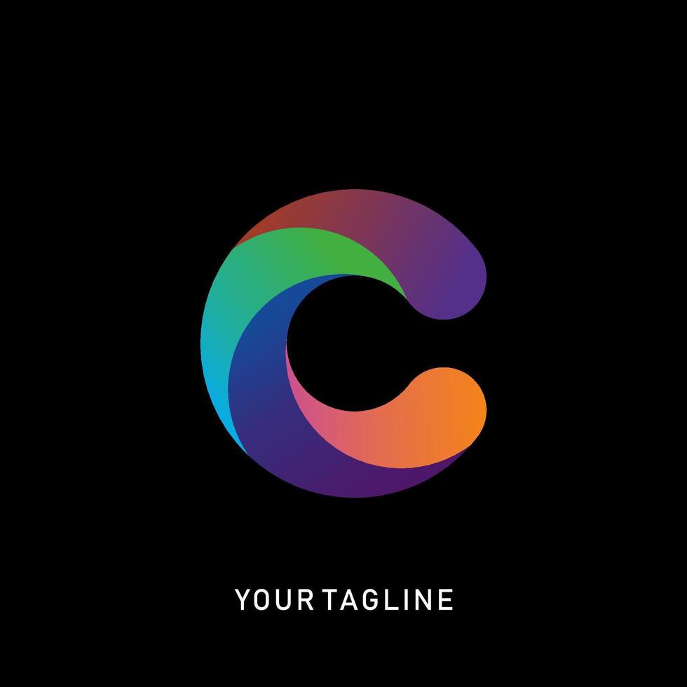 Letter C logo design with gradient color. vector