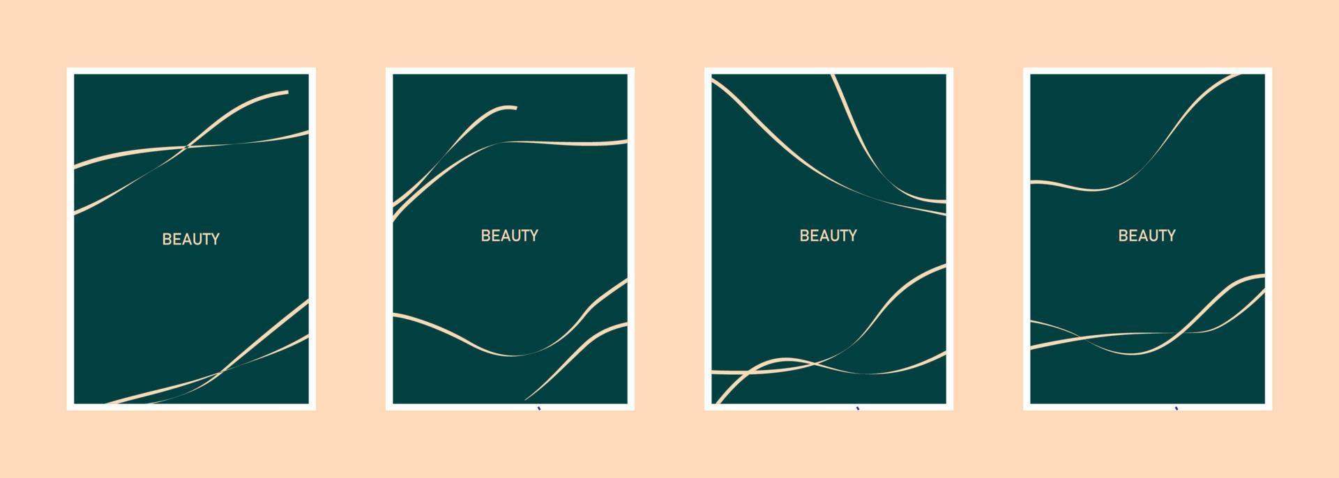 Set of abstract creative minimalist hand-drawing line illustrations for wall decoration, postcard or brochure cover design. vector