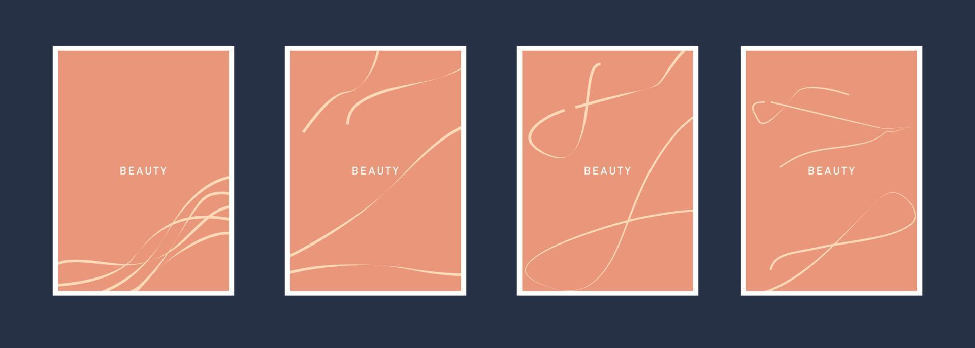Set of abstract creative line art for wall decoration, postcard or brochure cover design. vector