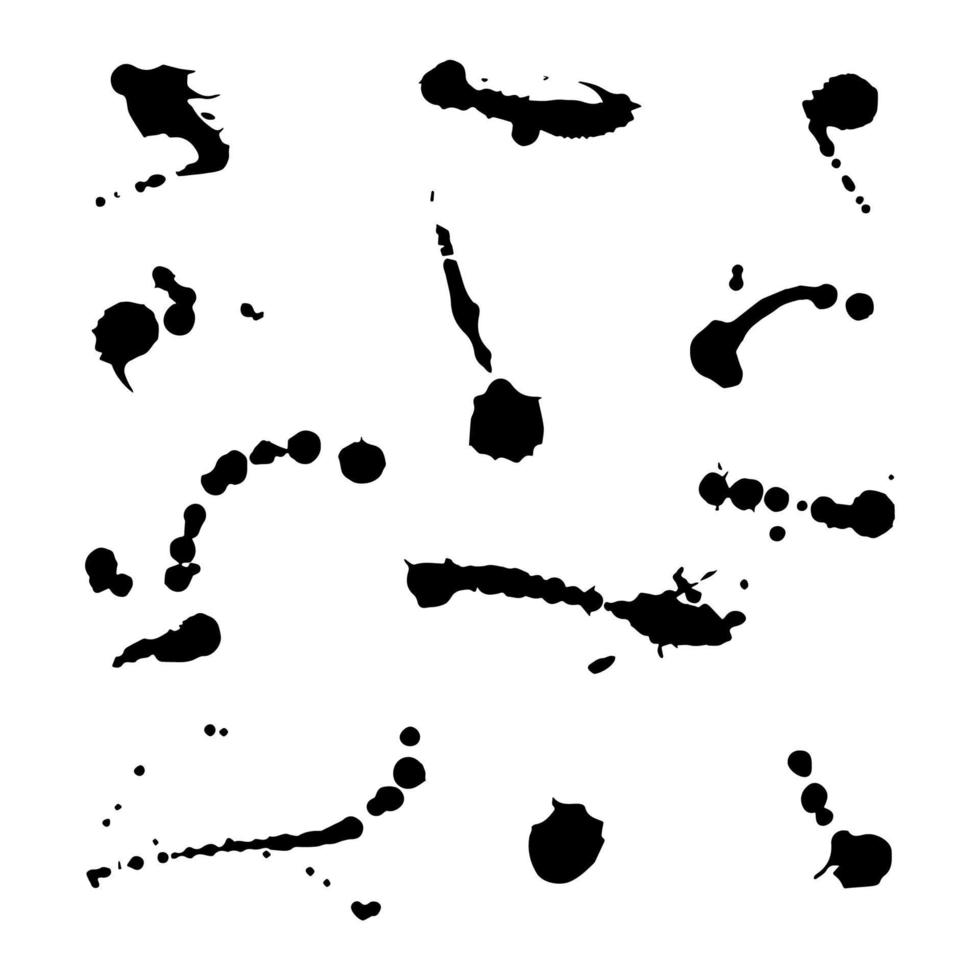 Set of Vector ink blots. Grunge design element