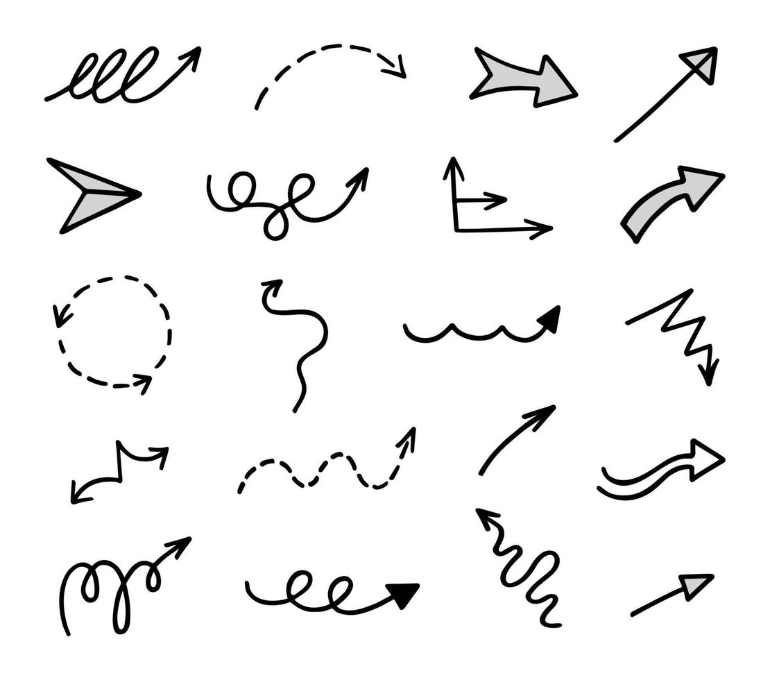 Vector set of hand drawn arrows, elements for presentation