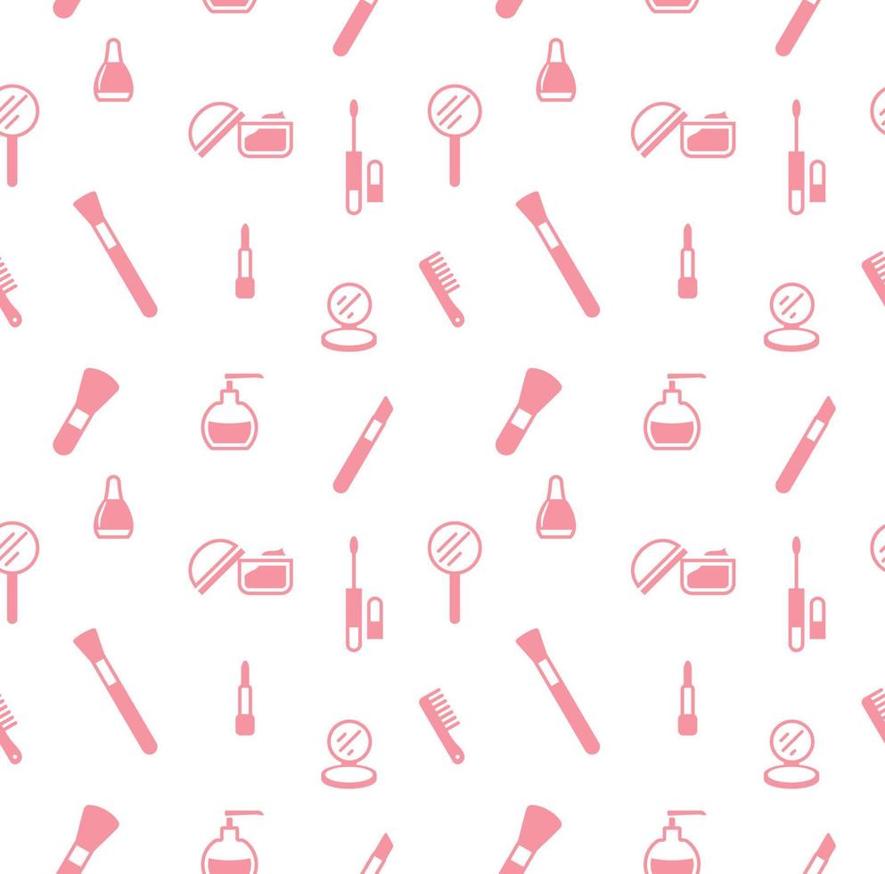 Seamless texture from cosmetics icons, pattern, abstract background, wallpaper vector