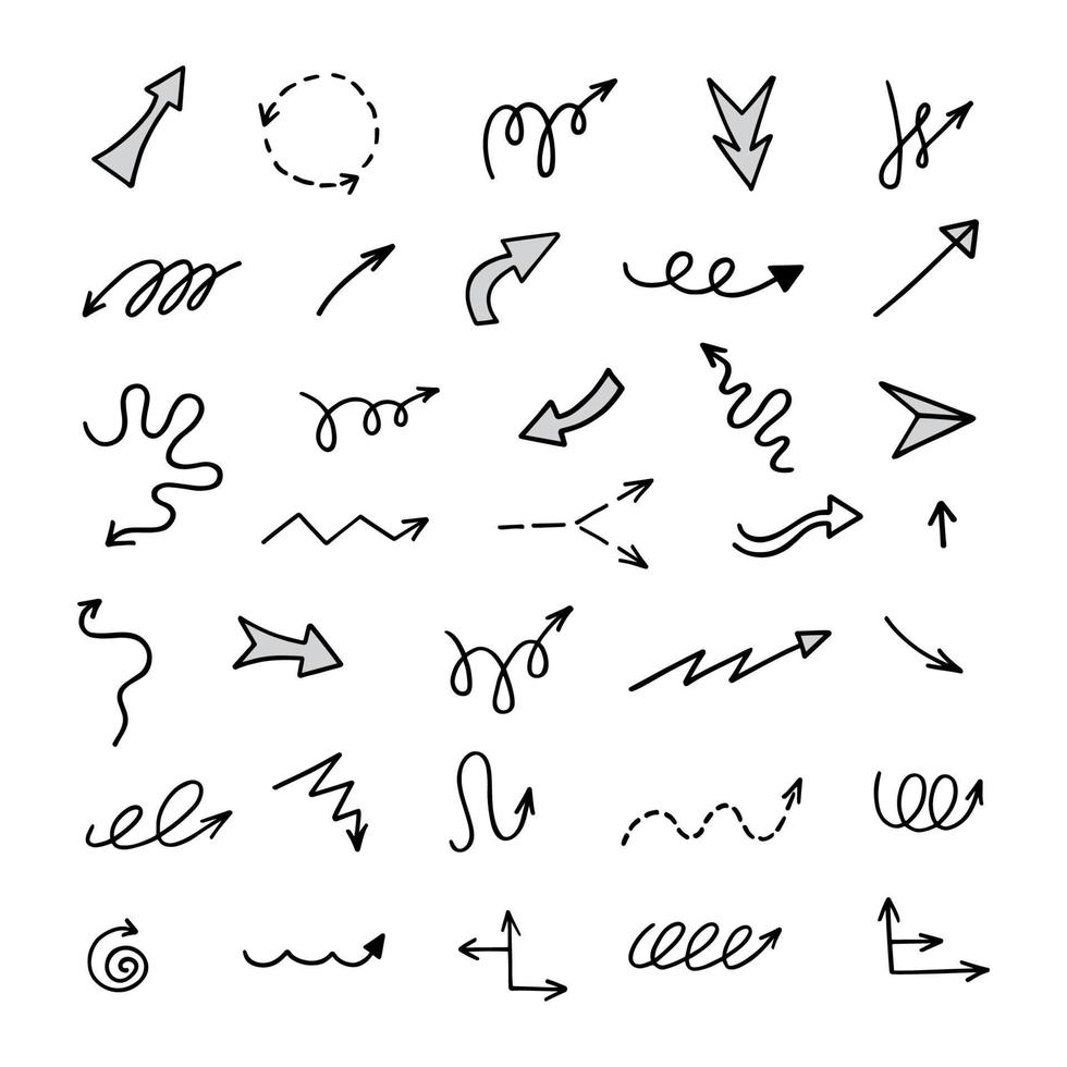 Vector set of hand drawn arrows, elements for presentation