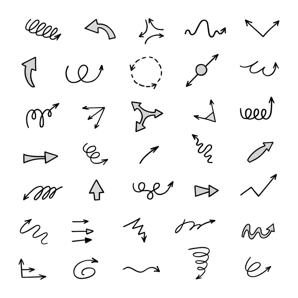 Vector set of hand drawn arrows, elements for presentation