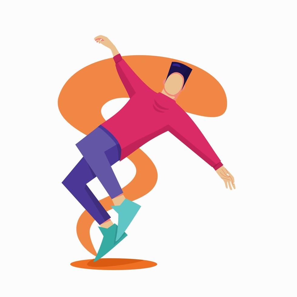 Boy dancing, flat illustration, flat style, design graphic for posters, and social media needs vector