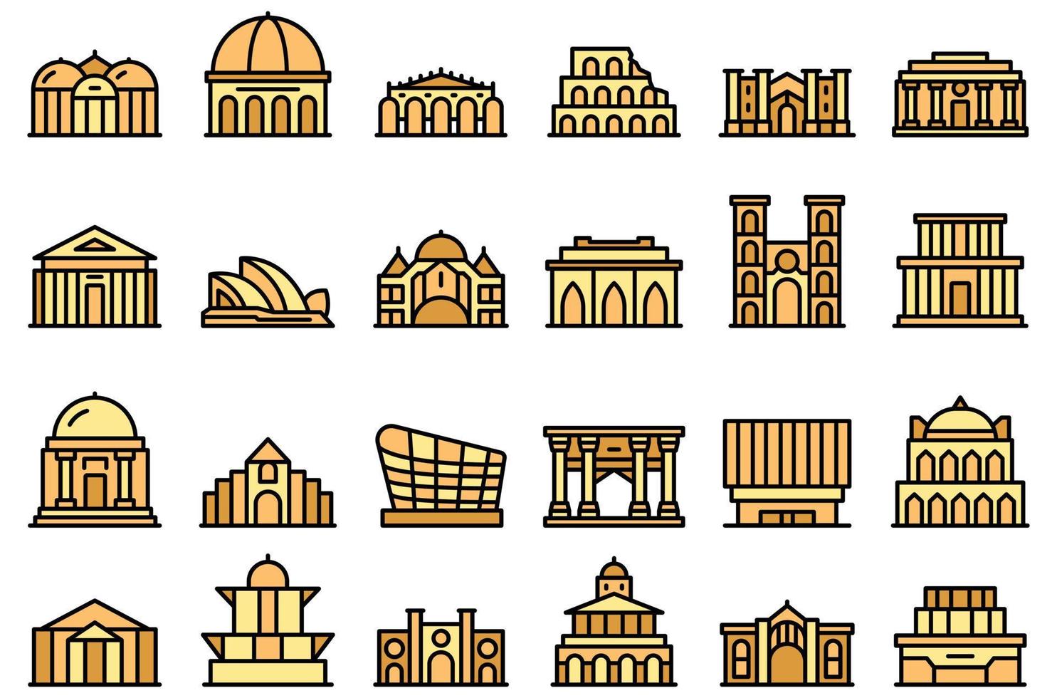 Opera house icons set vector flat