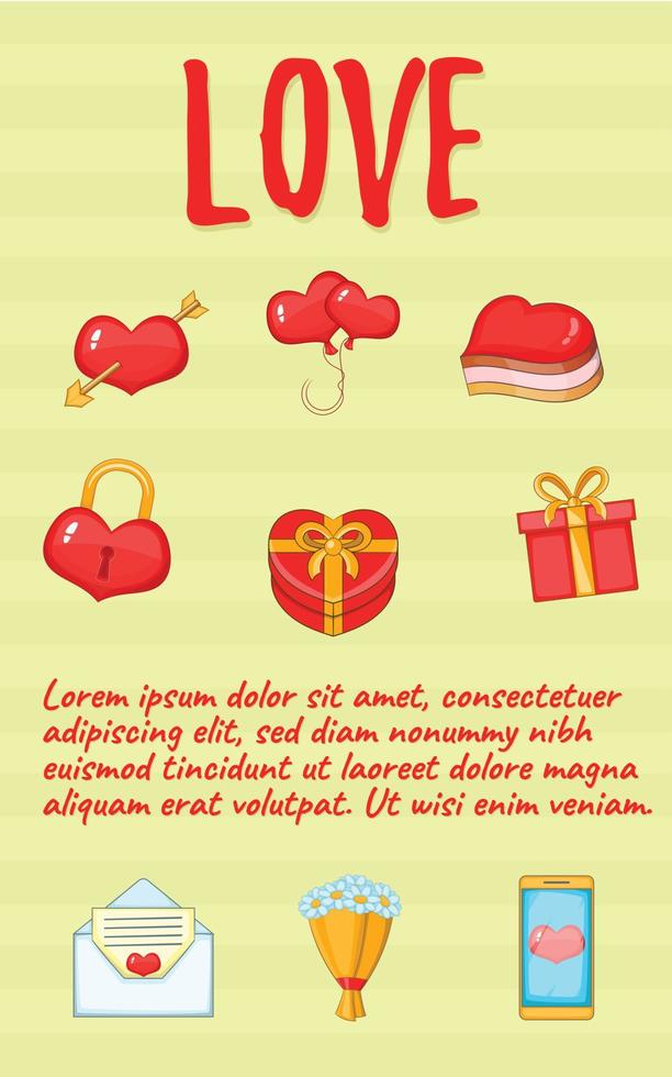 Love postcard background concept, cartoon style vector