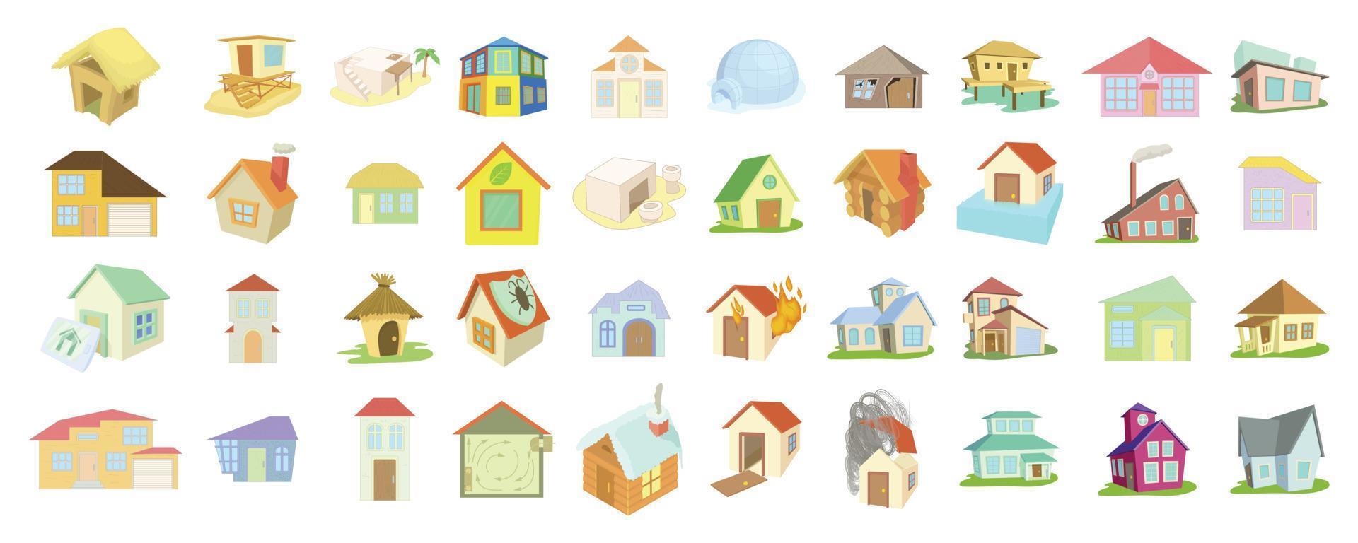 House icon set, cartoon style vector