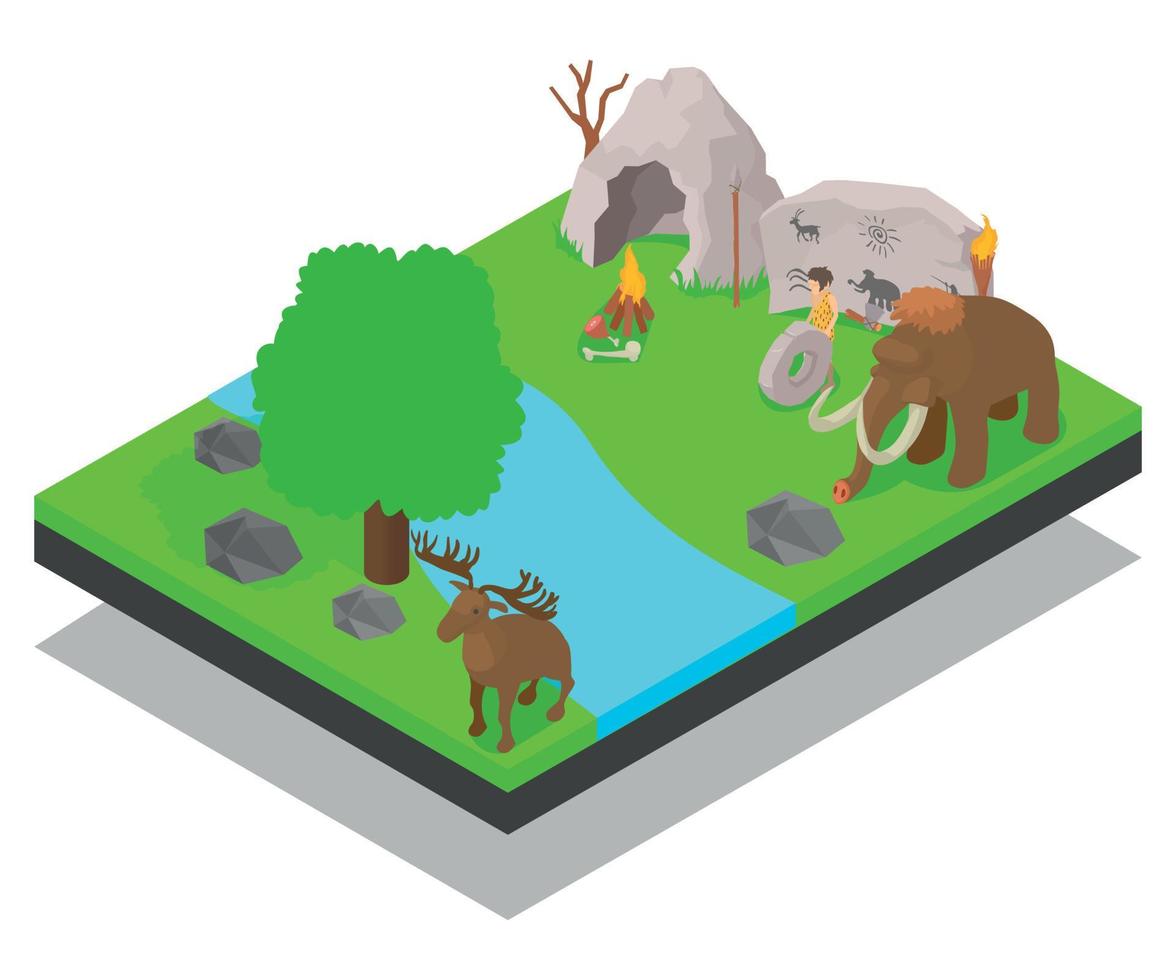 Cave concept banner, isometric style vector