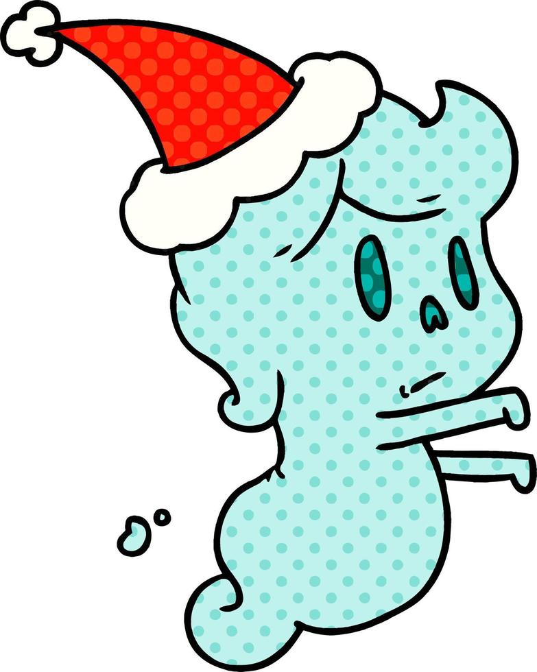 christmas cartoon of kawaii ghost vector