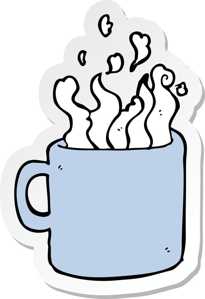 sticker of a cartoon hot cup of coffee vector