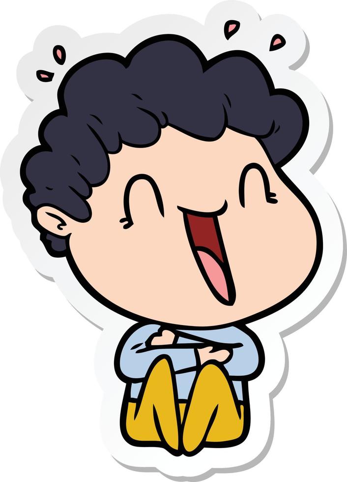sticker of a cartoon happy man vector