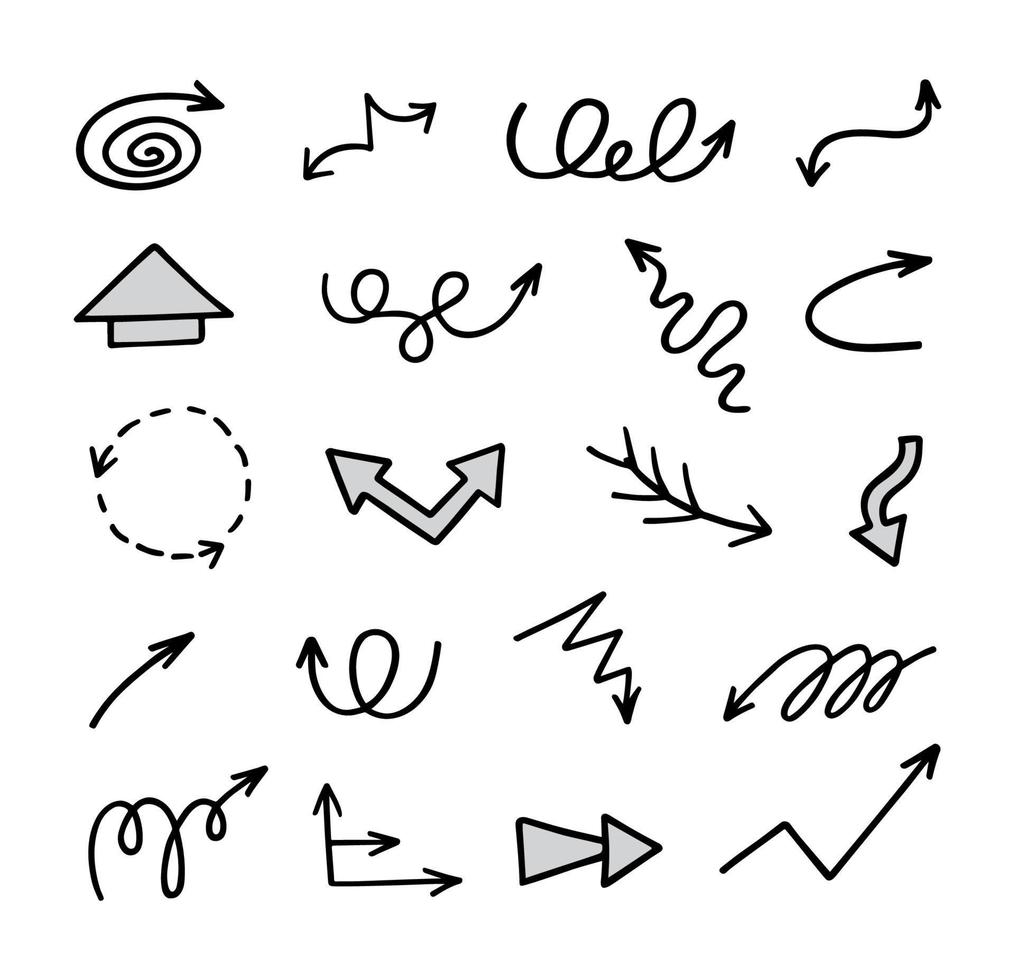 Vector set of hand drawn arrows, elements for presentation