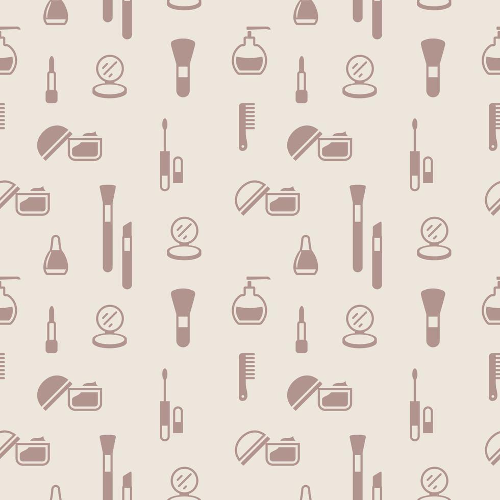 Seamless texture from cosmetics icons, pattern, abstract background, wallpaper vector