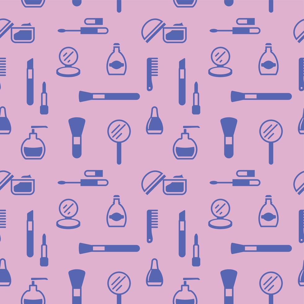 Seamless texture from cosmetics icons, pattern, abstract background, wallpaper vector