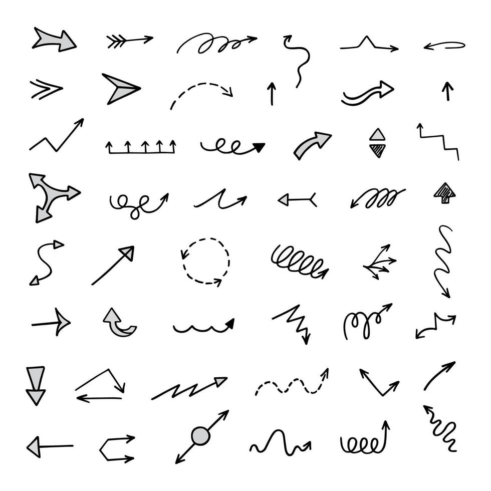 Vector set of hand drawn arrows, elements for presentation